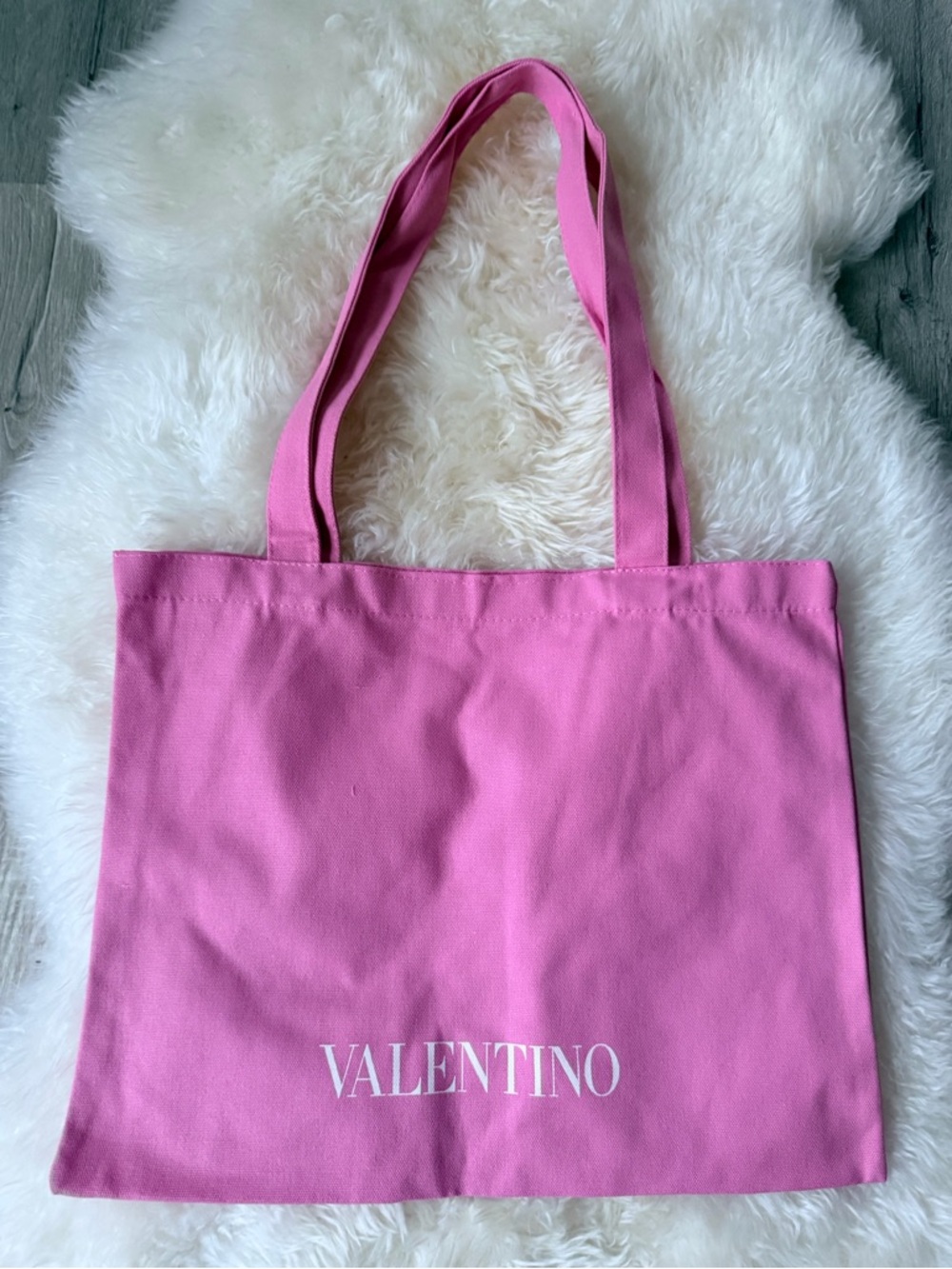 Valentino Pink Canvas Tote NEW in a SEALED Plastic Bag White Valentino Branding